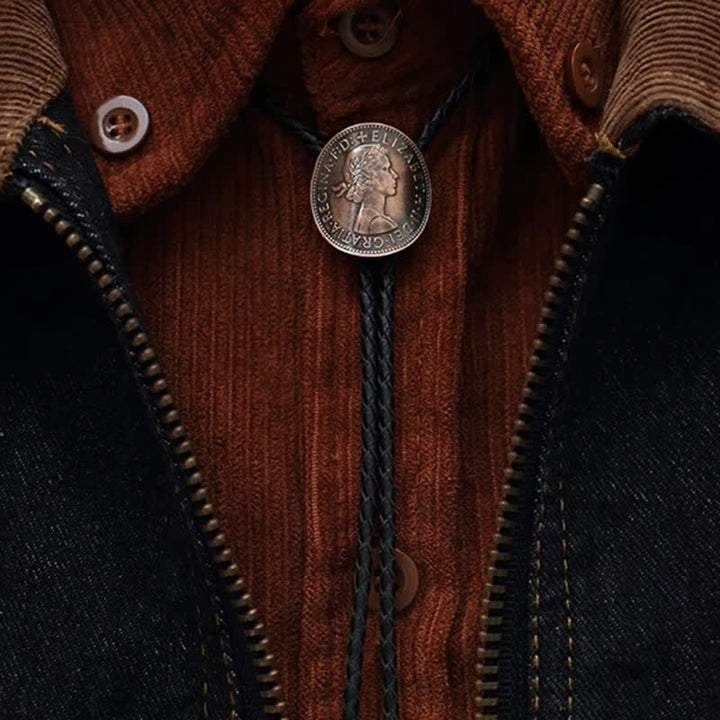 Vintage Queen Portrait Ancient Coin Bolo Tie - image 0