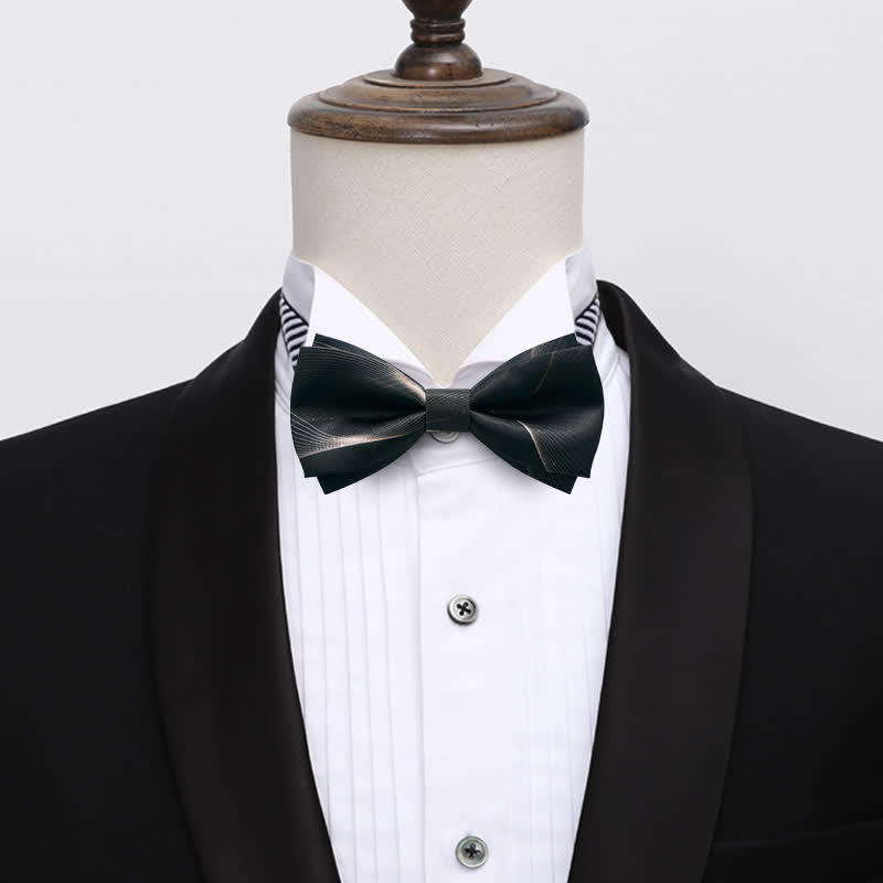 Men's Dark Green Aurora Print Bow Tie - image 1