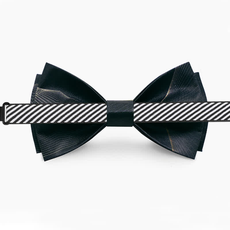 Men's Dark Green Aurora Print Bow Tie - image 5