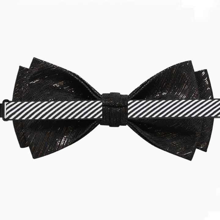 Men's Gold Striped Double Layered Bow Tie - image 5