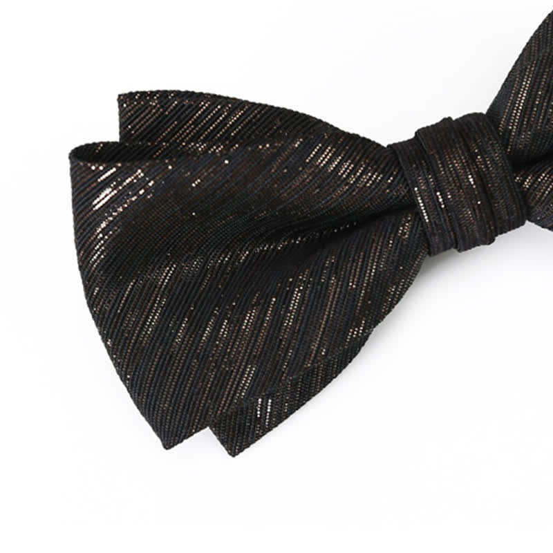 Men's Gold Striped Double Layered Bow Tie - image 3