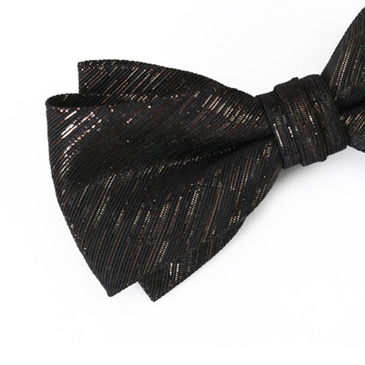 Men's Gold Striped Double Layered Bow Tie - image 3