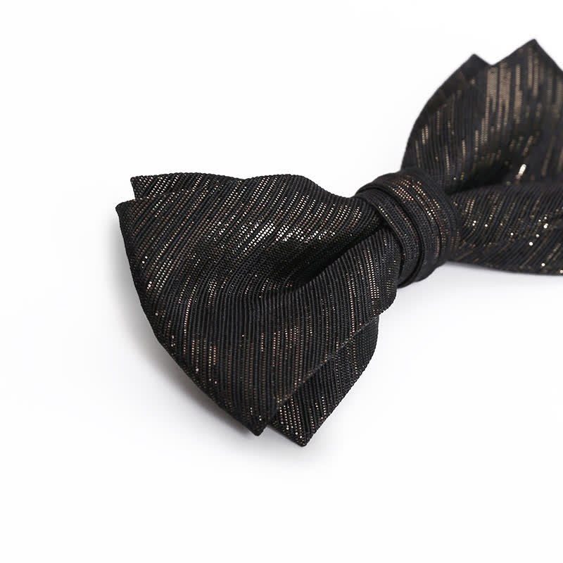 Men's Gold Striped Double Layered Bow Tie - image 4
