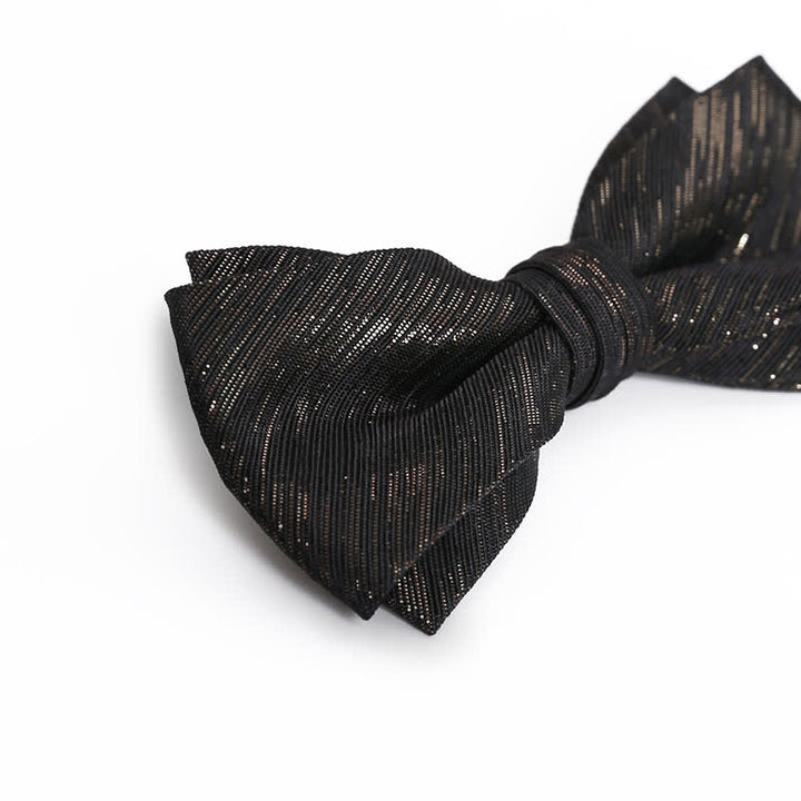 Men's Gold Striped Double Layered Bow Tie - image 4