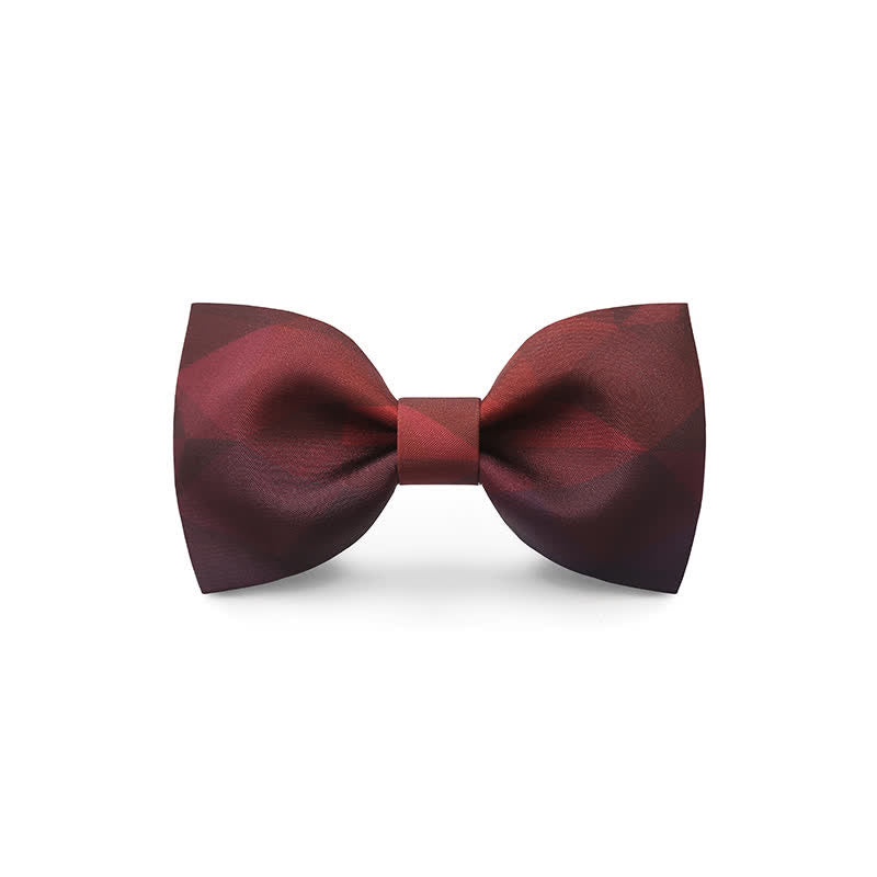 Men's Graceful Red Wave Floral Printed Bow Tie - Style #9 - image 11