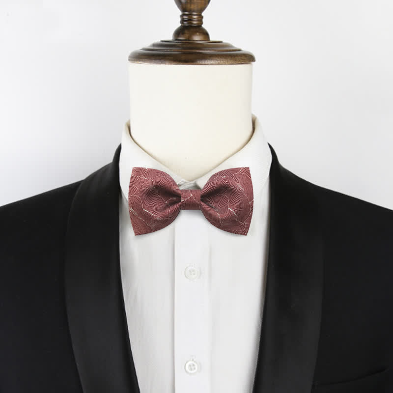 Men's Graceful Red Wave Floral Printed Bow Tie - image 1