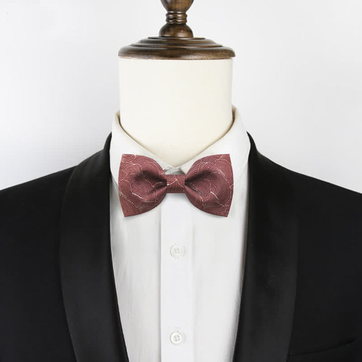 Men's Graceful Red Wave Floral Printed Bow Tie - image 1