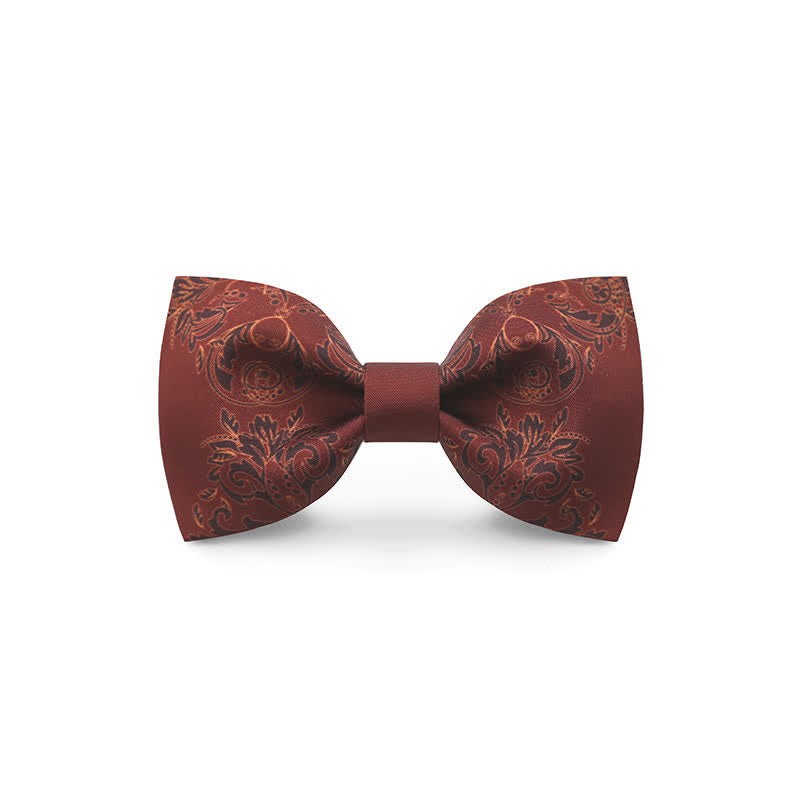 Men's Graceful Red Wave Floral Printed Bow Tie - Style #6 - image 8