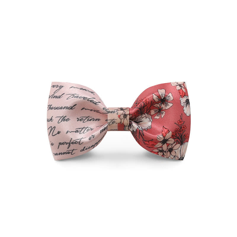 Men's Graceful Red Wave Floral Printed Bow Tie - Style #8 - image 10