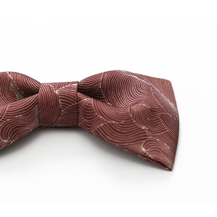 Men's Graceful Red Wave Floral Printed Bow Tie - image 2