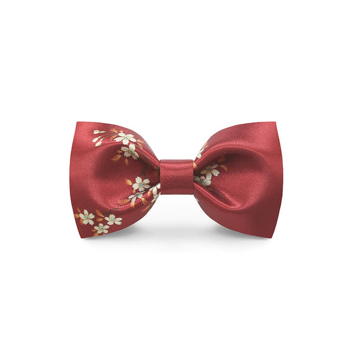 Men's Graceful Red Wave Floral Printed Bow Tie - Style #2 - image 4