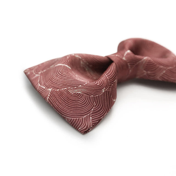 Men's Graceful Red Wave Floral Printed Bow Tie - image 3
