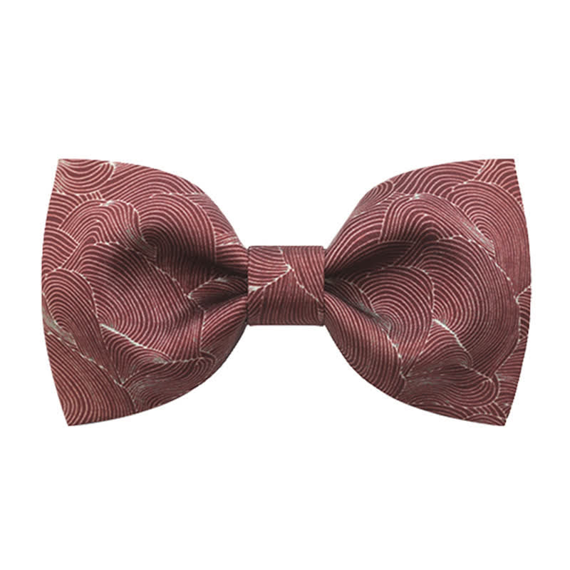 Men's Graceful Red Wave Floral Printed Bow Tie - Style #1 - image 0
