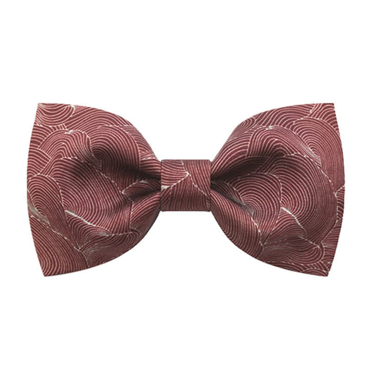 Men's Graceful Red Wave Floral Printed Bow Tie - Style #1 - image 0