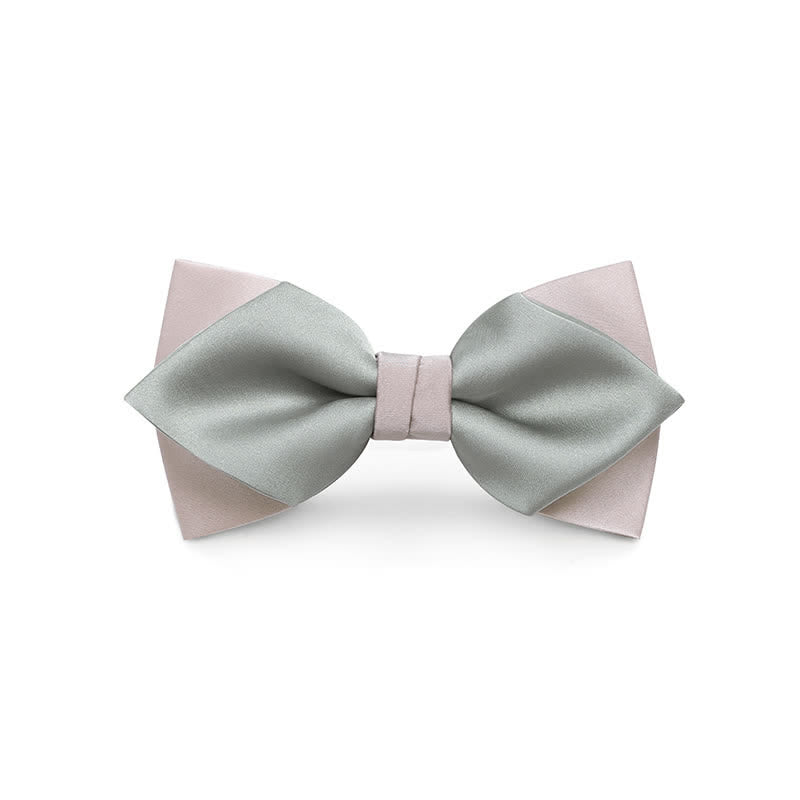 Men's Pale Color Double Layered Wedding Bow Tie - Pale Green - Style #2 - image 6