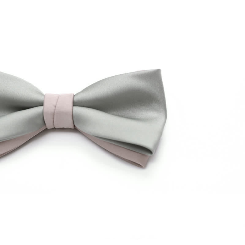 Men's Pale Color Double Layered Wedding Bow Tie - image 3