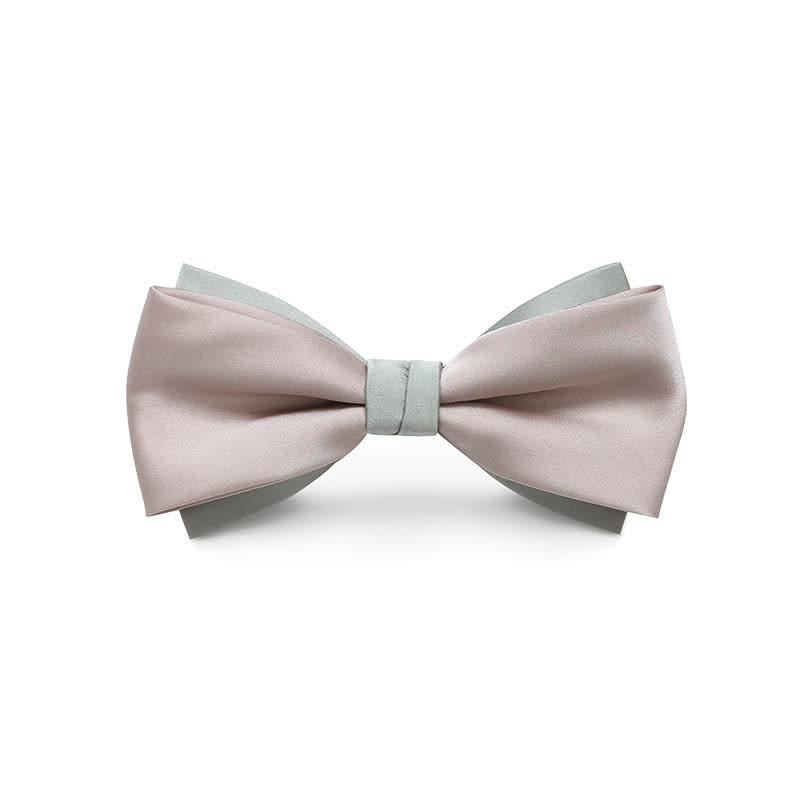 Men's Pale Color Double Layered Wedding Bow Tie - Pale Pink - Style #1 - image 7