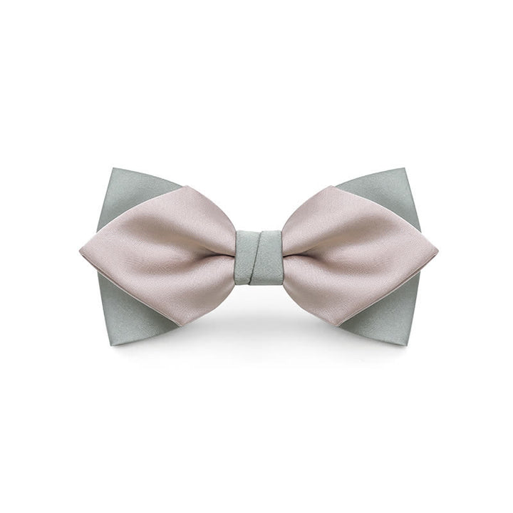 Men's Pale Color Double Layered Wedding Bow Tie - Pale Pink - Style #2 - image 8