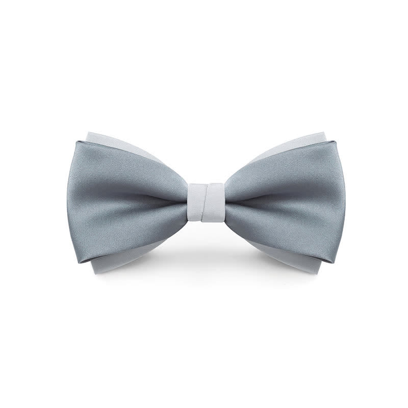 Men's Pale Color Double Layered Wedding Bow Tie - Pale Blue - Style #1 - image 11
