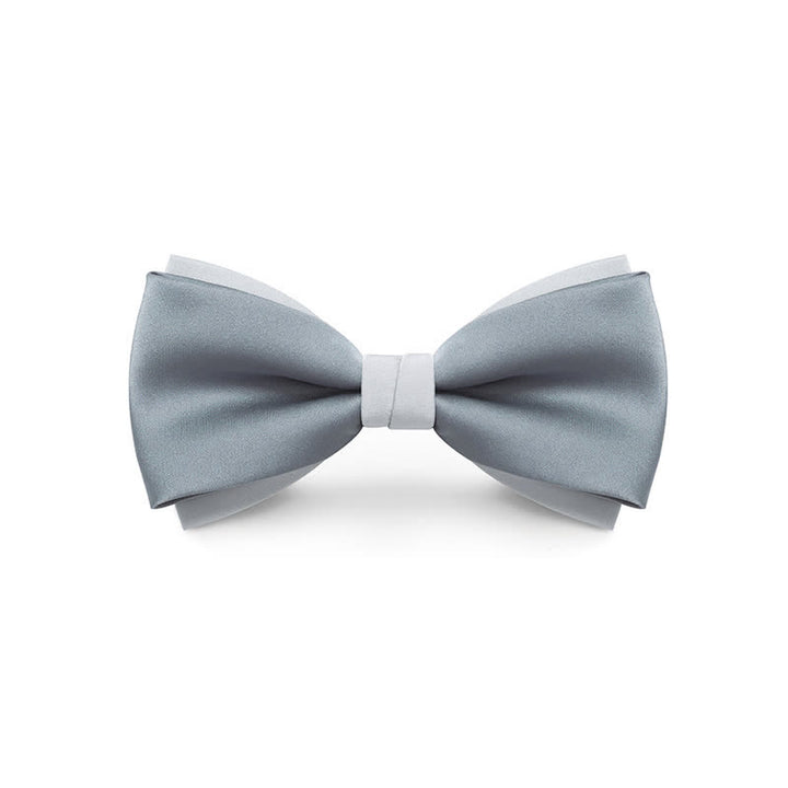 Men's Pale Color Double Layered Wedding Bow Tie - Pale Blue - Style #1 - image 11