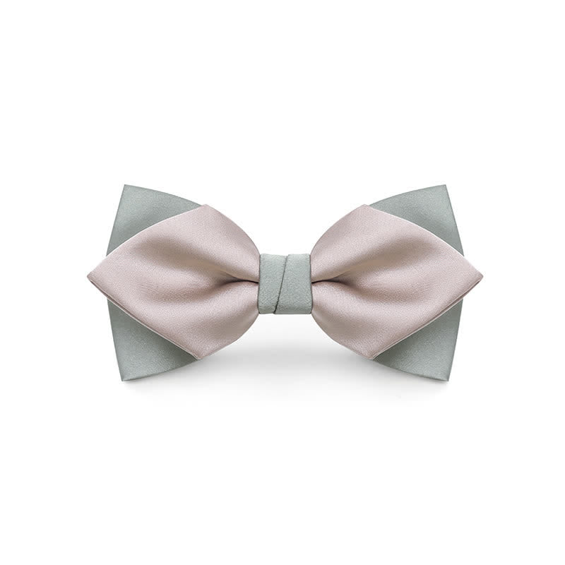 Men's Pale Color Double Layered Wedding Bow Tie - Pale Pink - Style #2 - image 8