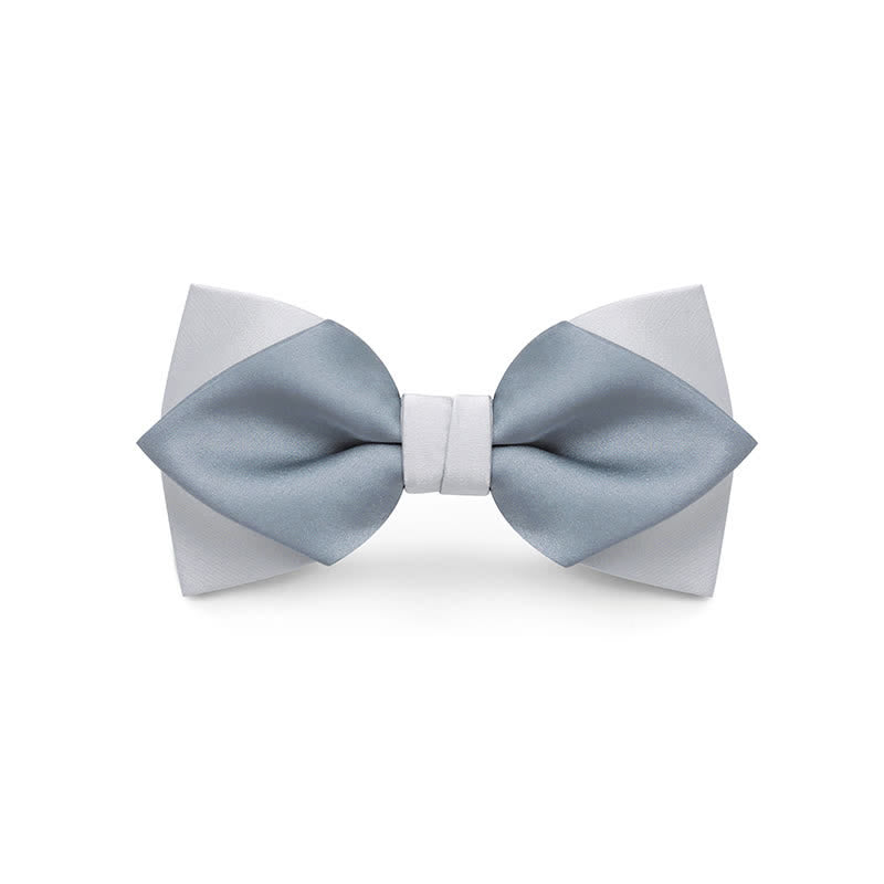 Men's Pale Color Double Layered Wedding Bow Tie - Pale Blue - Style #2 - image 12