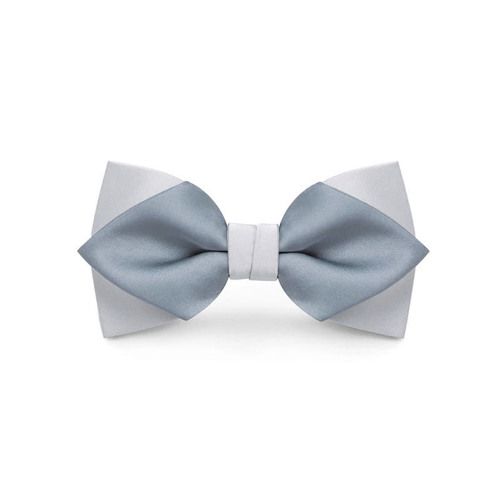Men's Pale Color Double Layered Wedding Bow Tie - Pale Blue - Style #2 - image 12