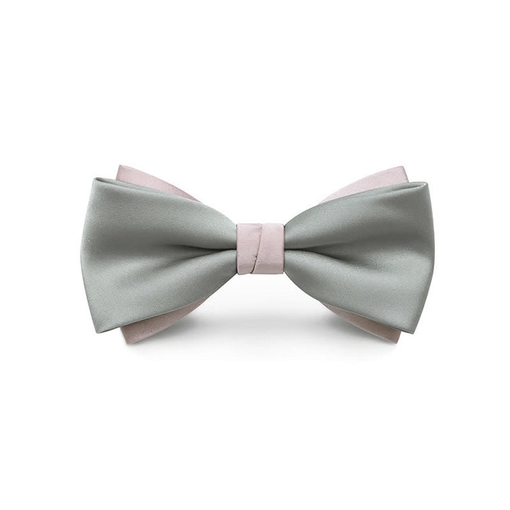 Men's Pale Color Double Layered Wedding Bow Tie - Pale Green - Style #1 - image 1