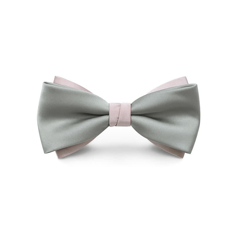 Men's Pale Color Double Layered Wedding Bow Tie - Pale Green - Style #1 - image 1