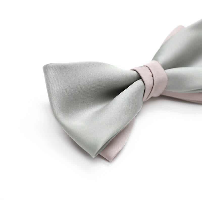 Men's Pale Color Double Layered Wedding Bow Tie - image 4