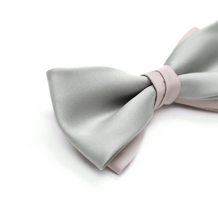 Men's Pale Color Double Layered Wedding Bow Tie - image 4
