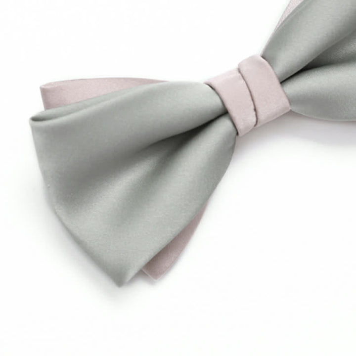 Men's Pale Color Double Layered Wedding Bow Tie - image 2