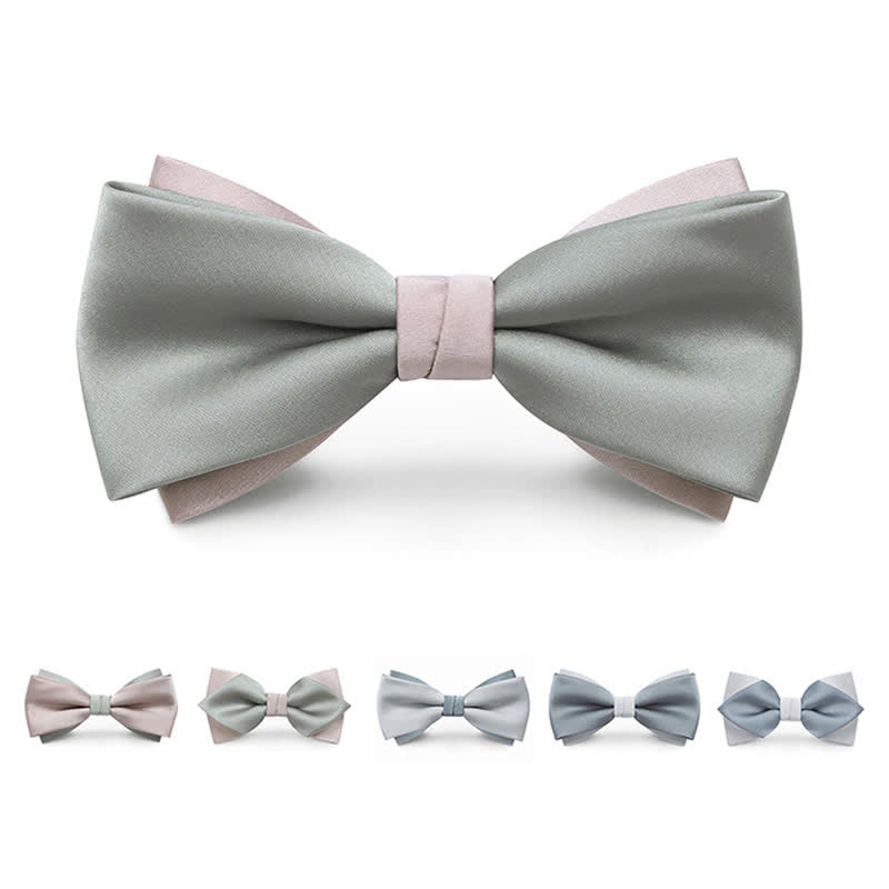 Men's Pale Color Double Layered Wedding Bow Tie - image 0