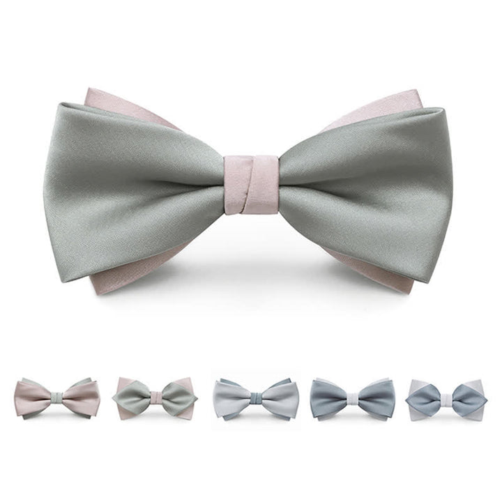 Men's Pale Color Double Layered Wedding Bow Tie - image 0