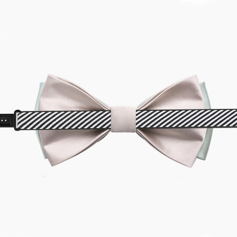 Men's Pale Color Double Layered Wedding Bow Tie - image 5
