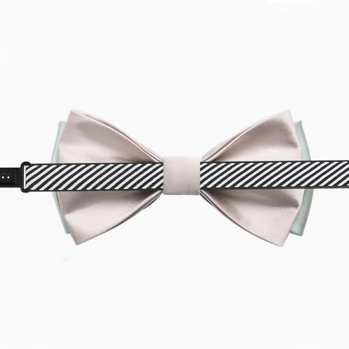 Men's Pale Color Double Layered Wedding Bow Tie - image 5