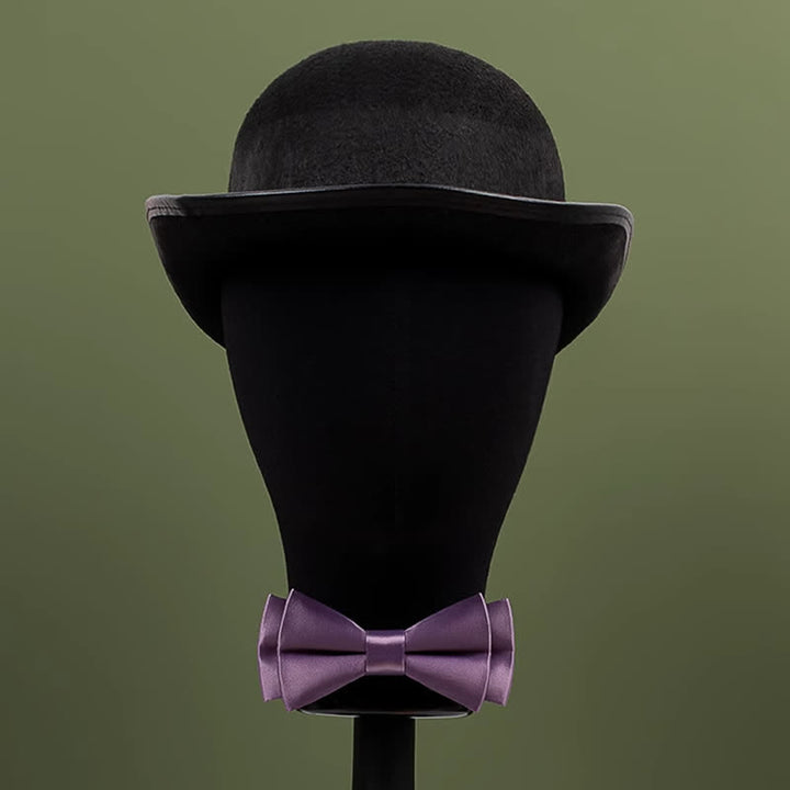 Men's Purple Mercerized Solid Color Bow Tie - image 3