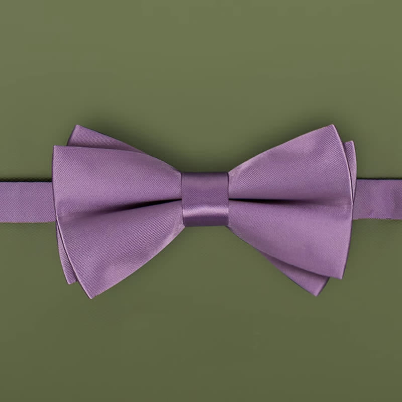 Men's Purple Mercerized Solid Color Bow Tie - Style #4 - image 17