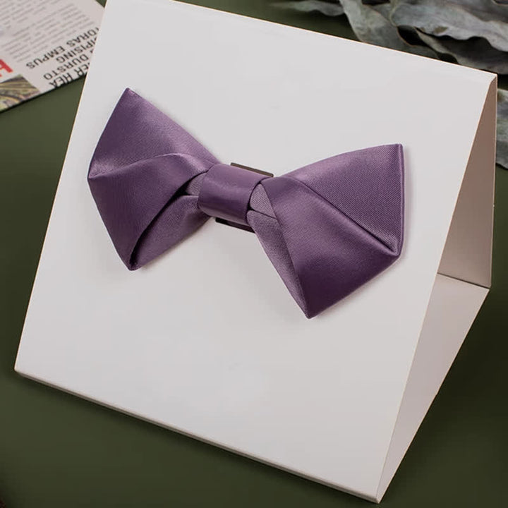 Men's Purple Mercerized Solid Color Bow Tie - image 15