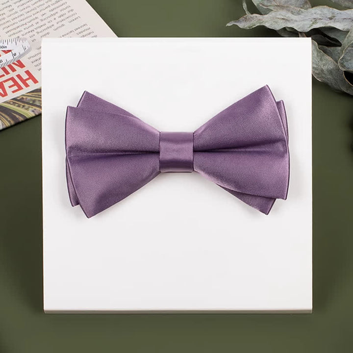 Men's Purple Mercerized Solid Color Bow Tie - image 19