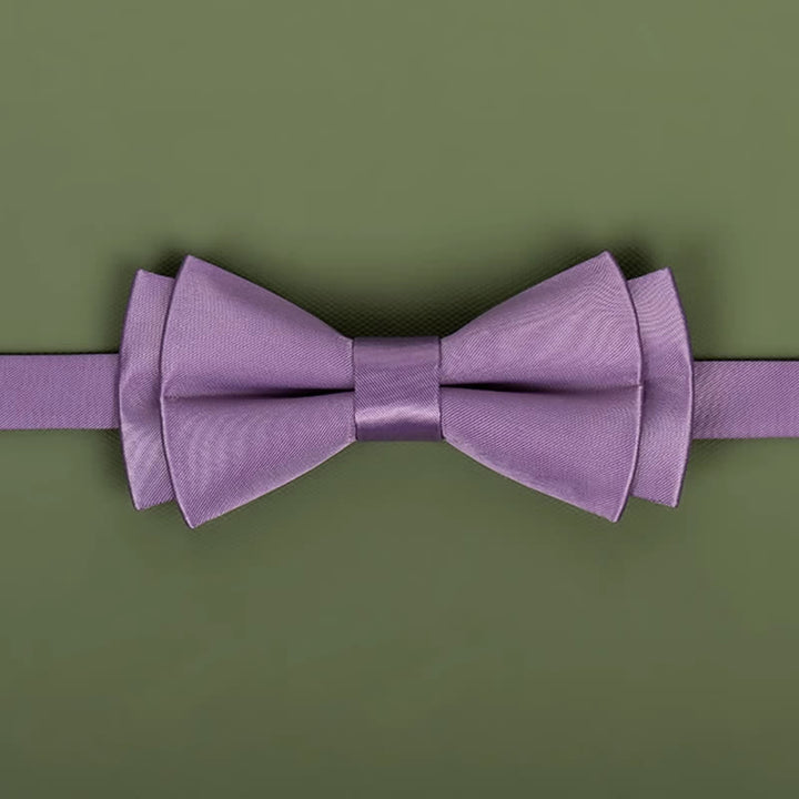 Men's Purple Mercerized Solid Color Bow Tie - Style #1 - image 2
