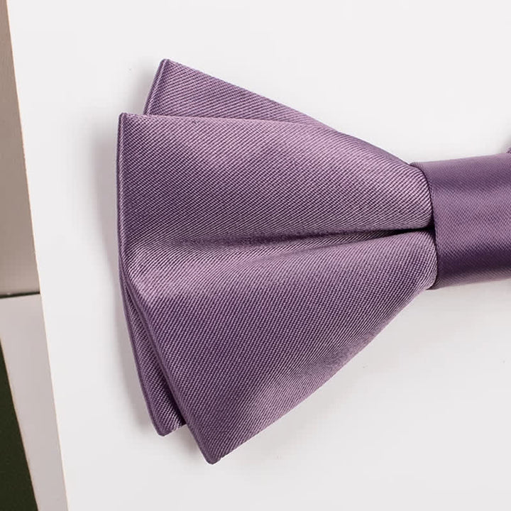 Men's Purple Mercerized Solid Color Bow Tie - image 21