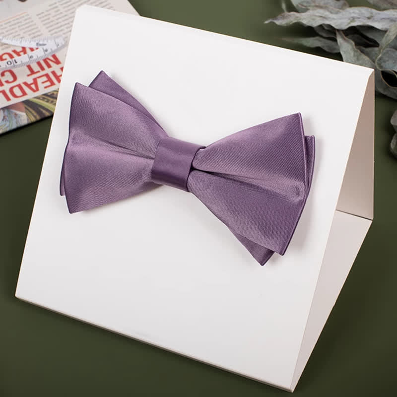 Men's Purple Mercerized Solid Color Bow Tie - image 20