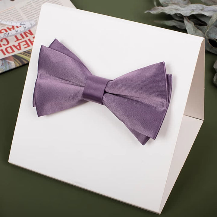 Men's Purple Mercerized Solid Color Bow Tie - image 20