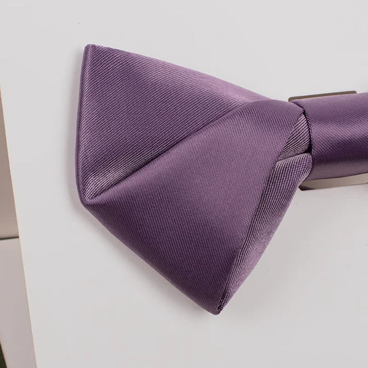 Men's Purple Mercerized Solid Color Bow Tie - image 16