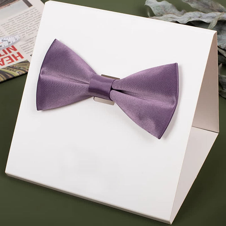 Men's Purple Mercerized Solid Color Bow Tie - image 10