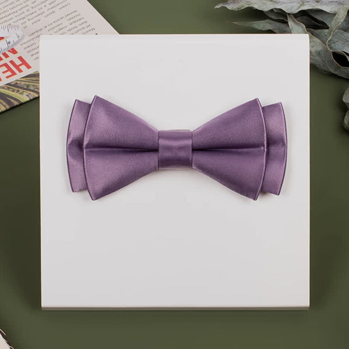 Men's Purple Mercerized Solid Color Bow Tie - image 4