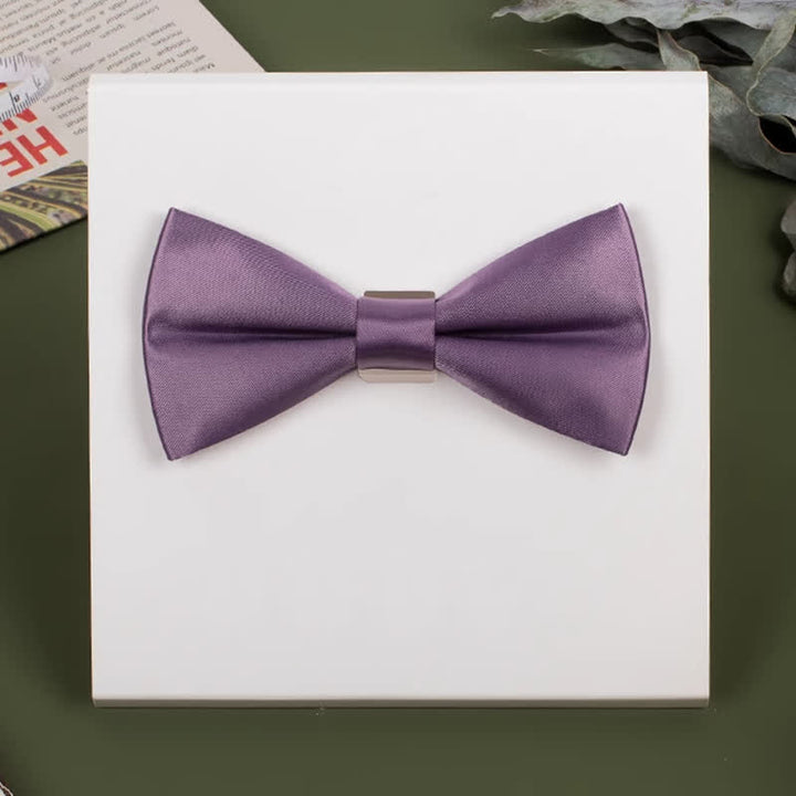 Men's Purple Mercerized Solid Color Bow Tie - image 9