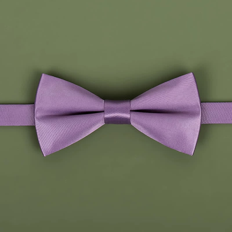 Men's Purple Mercerized Solid Color Bow Tie - Style #2 - image 7