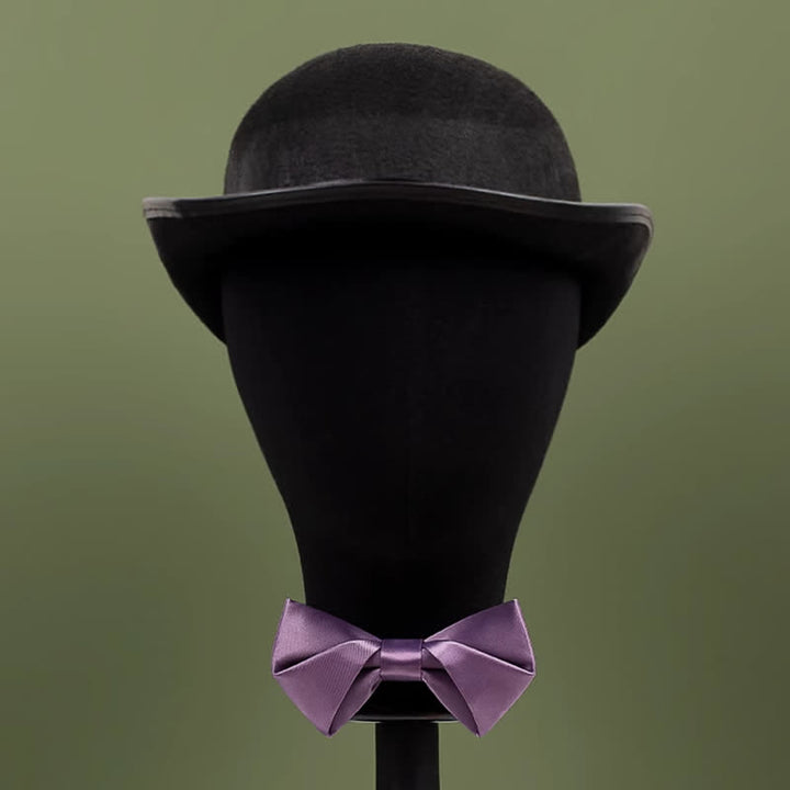 Men's Purple Mercerized Solid Color Bow Tie - image 13